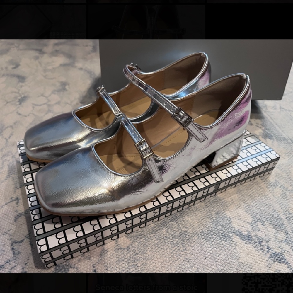 Silver Retro Strappy Heels 1960 size 6.5 Anthropologie Free People